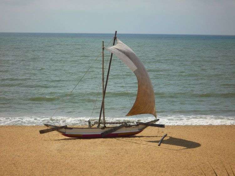 Een Negombo Vissersboot in Sri Lanka